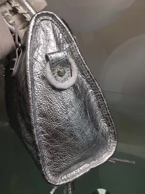 BALENCIAG巴黎世家 原版 義大利進口爆裂銀皮 新款 手提單肩斜挎包  BL1244